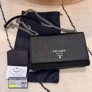 PRADA Pattina Black Saffiano Leather Crossbody bag
